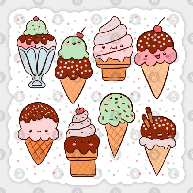 Cute ice cream party Sticker by Yarafantasyart